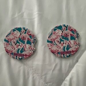 Set of 2 Simply Southern Flamingo Car Coasters. Ceramic. New